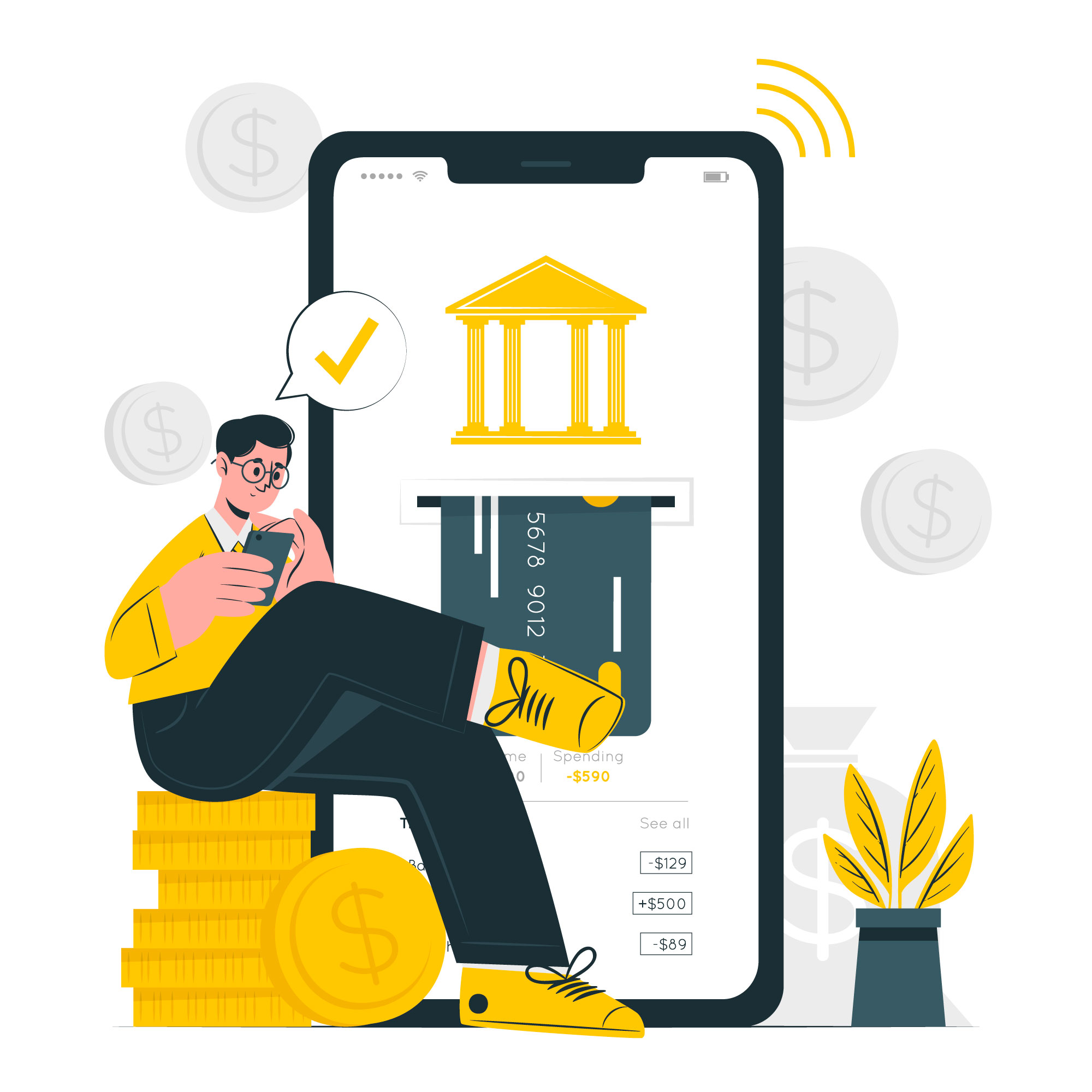 man using easy transfert bank app